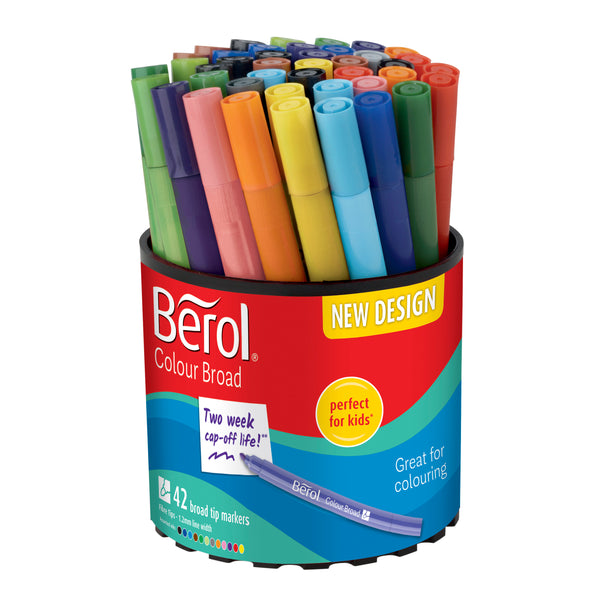 Kuitukärkikynät Berol Colour Broad 42 kpl 12 väriä