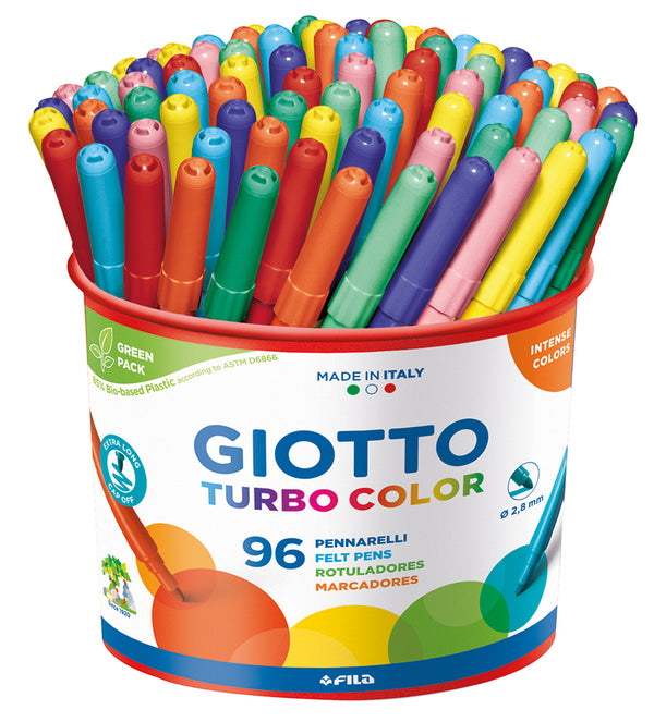 Kuitukärkikynät Giotto Turbo Color 96 kynää