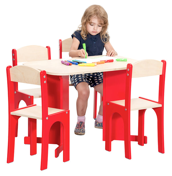 Lasten huonekalut ABA, pöytä ja 4 tuolia
