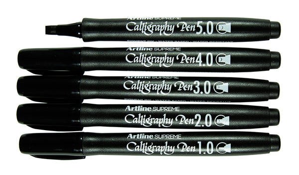 Kalligrafiakynät Supreme 5 erilaista mustaa 