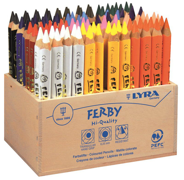 Värikynät Lyra Ferby 96 kynää puukotelossa