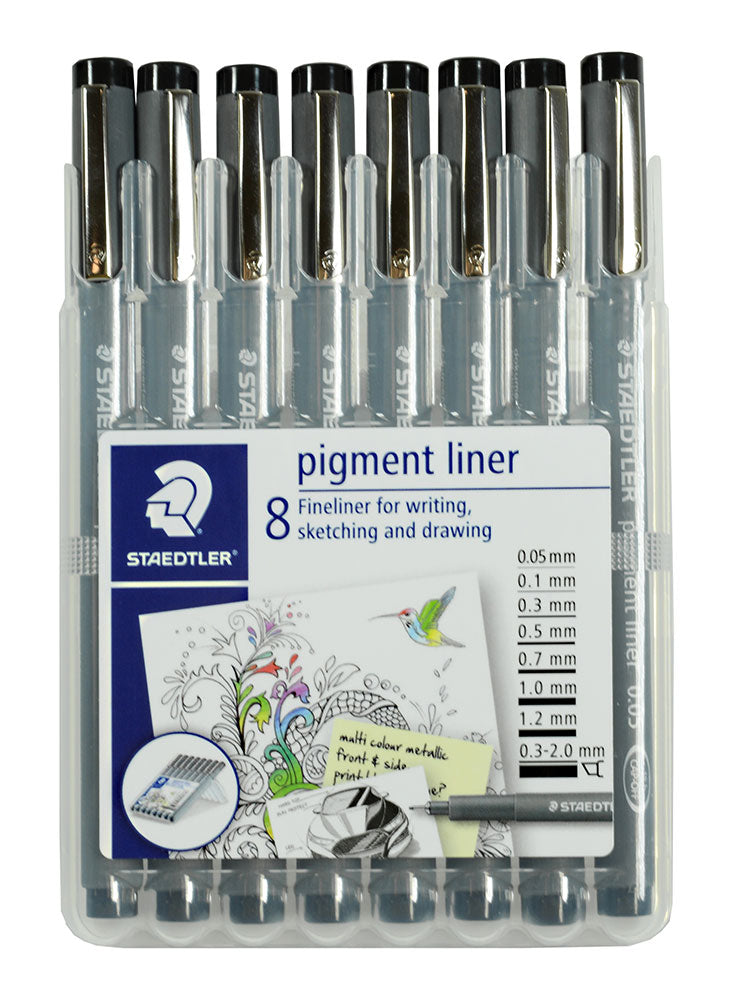 Pigment Liner set om 8 bredder