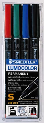 Lumocolor permanent OH-pennor 0,4 mm 4 färger