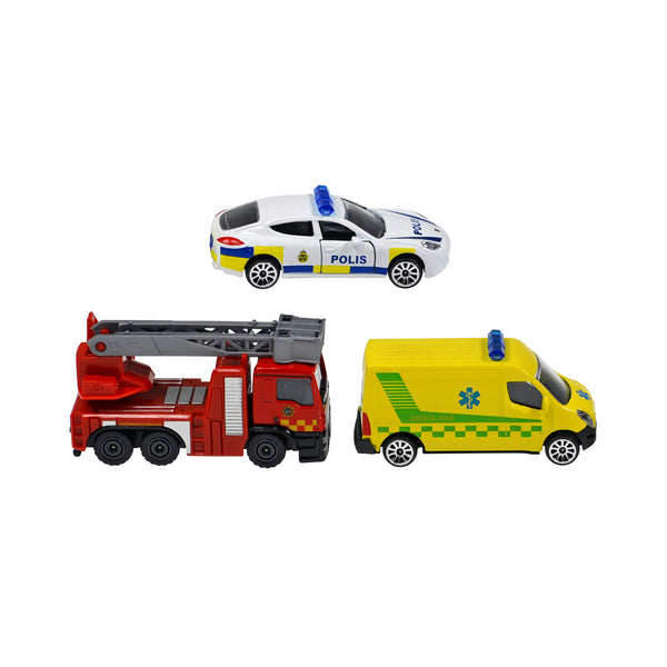 Räddningsbilar Majorette 7 - 8 cm 3 olika
