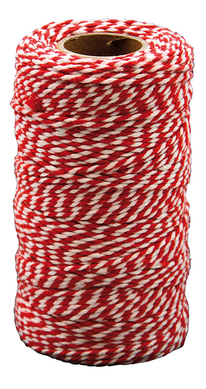 Puuvillalanka punainen/valkoinen 100 m x 2 mm