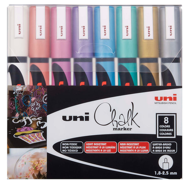 Uni Chalkmarker PWE-5M Metallic 8 väriä 1,8-2,5 mm