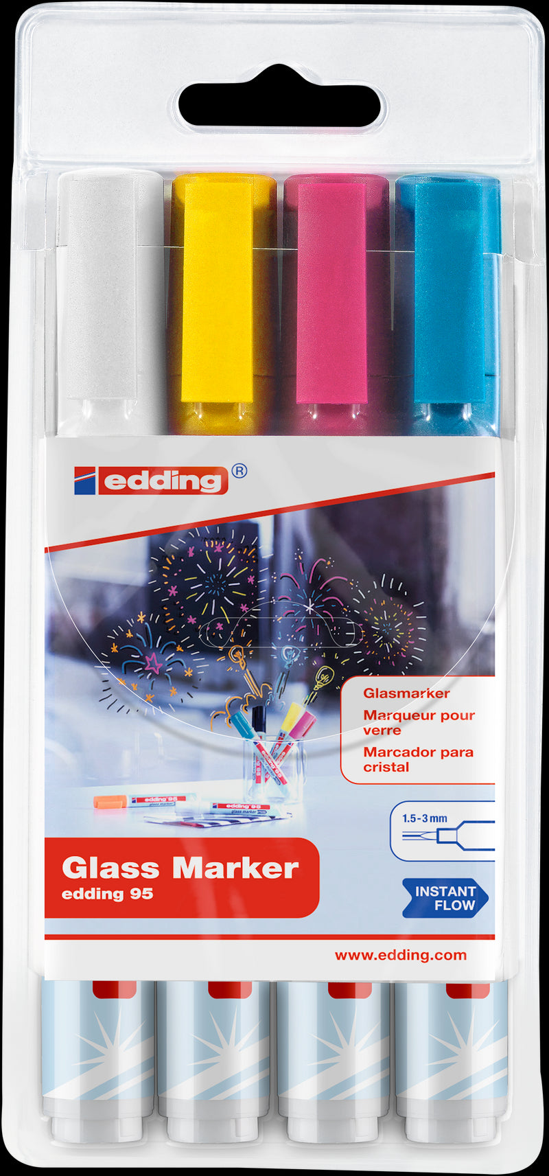 Edding 95 Glass marker setti 4 väriä