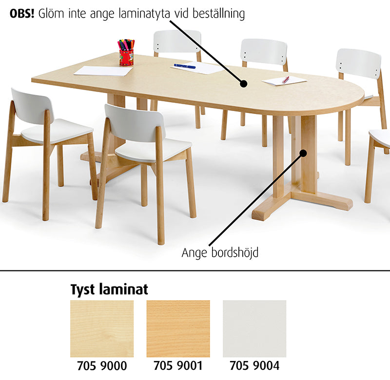 Bord Kajsa halvoval 140x80 cm, linoleum beige