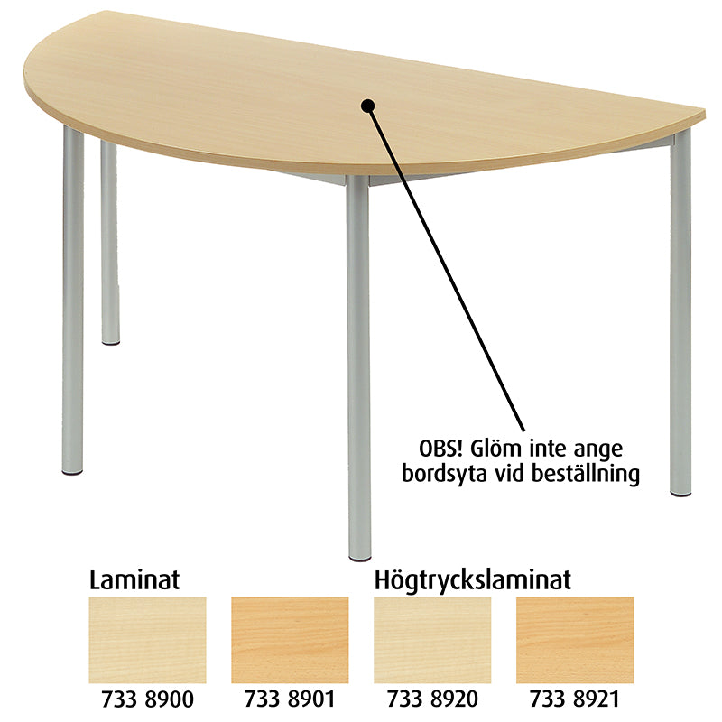 Oppilaspöytä Puolipyöreä 120 x 60 cm