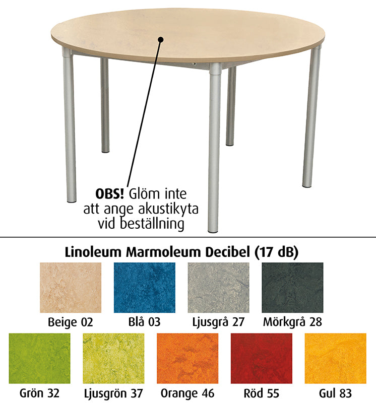 Oppilaspöytä Tyst Decibel Ø 120 cm